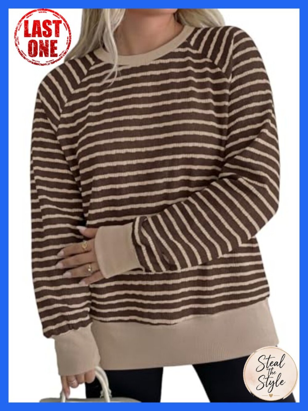 Women Plus Size Striped Colorblock Crewneck Oversized Pullover Sweatshirt Long